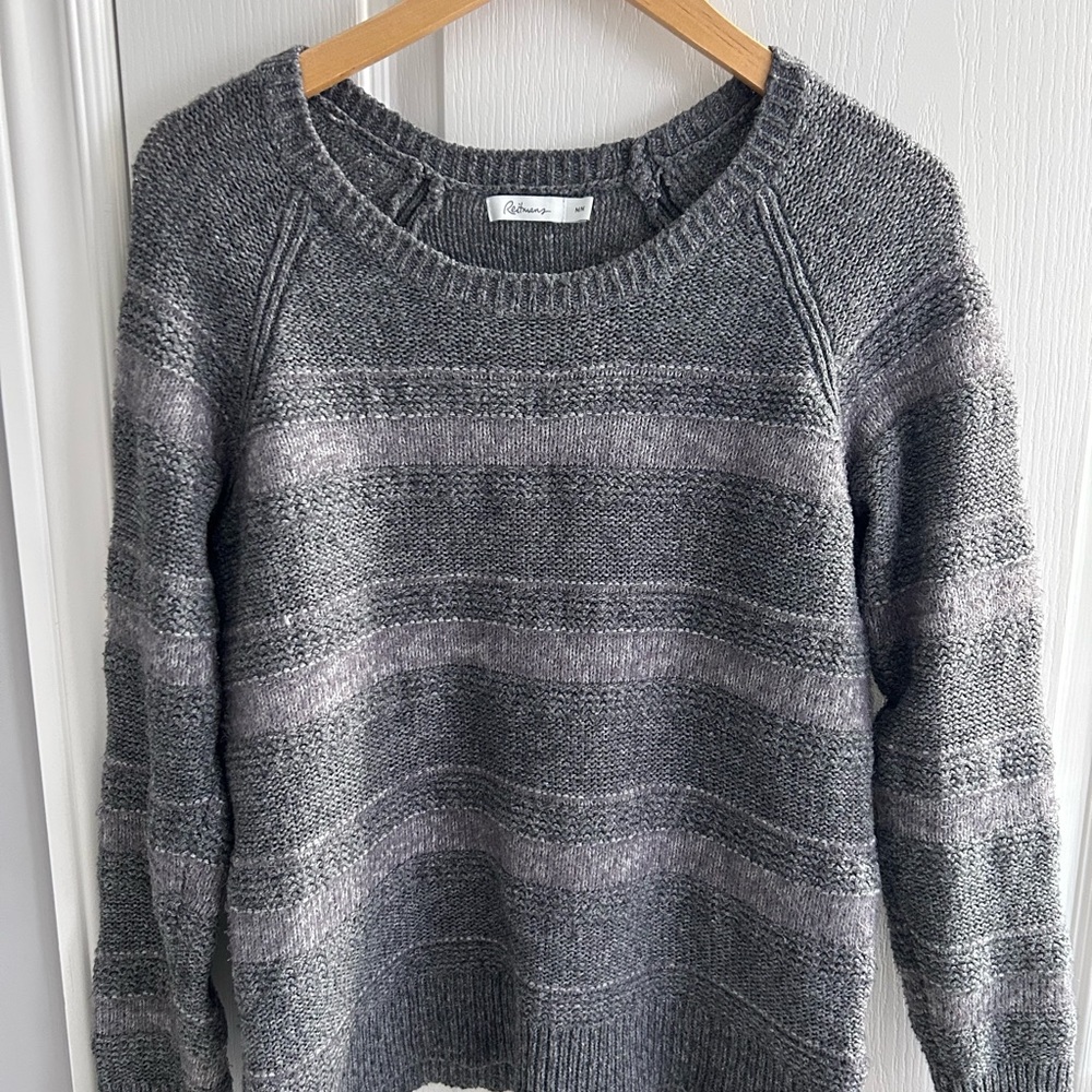 Reitmans Charcoal and Light Gray Striped Sweater